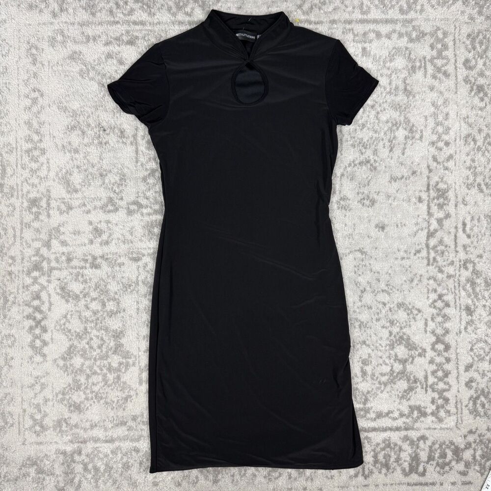 Pretty Little Thing Bowtie Maxi Dress Black Sexy Cleavage Open Size 10